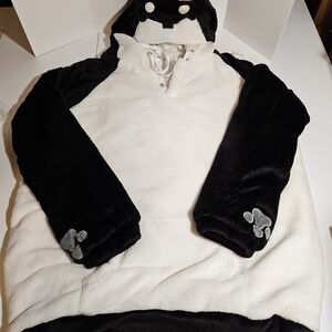 Charming Black and White Hooded Kids Jacket